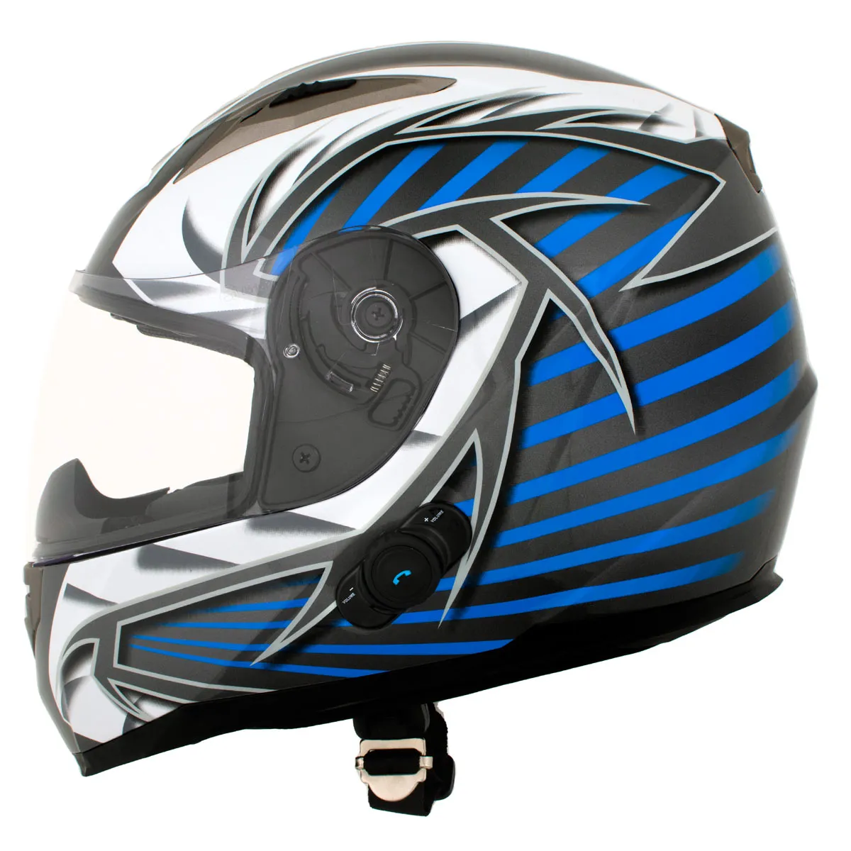 Milwaukee Helmets H512 Titanium and Blue Chit-Chat Black Full Face