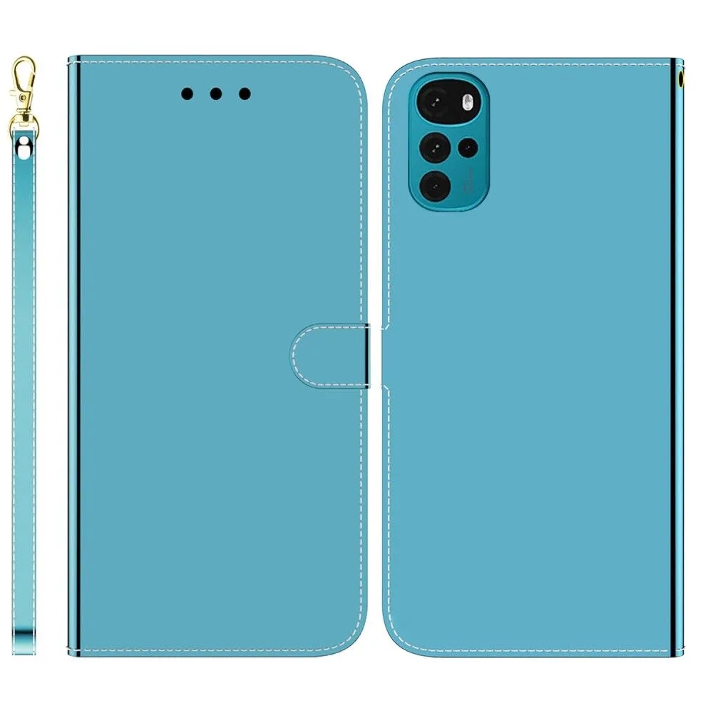 Mirror Motorola Motor G22 flip case - Blue