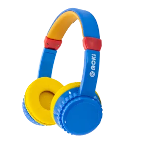 Moki Play Safe Wireless Headphones Volume Limited for Kids - Blue / Yellow