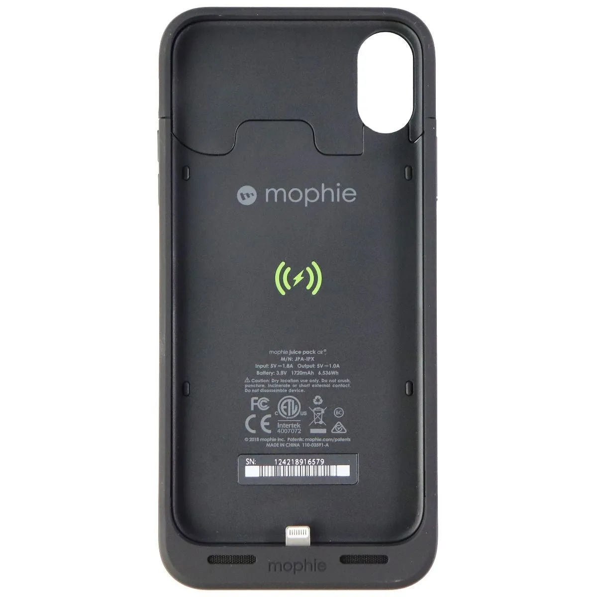 Mophie Juice Pack Air Qi Charging Battery Case for Apple iPhone Xs/X - Black