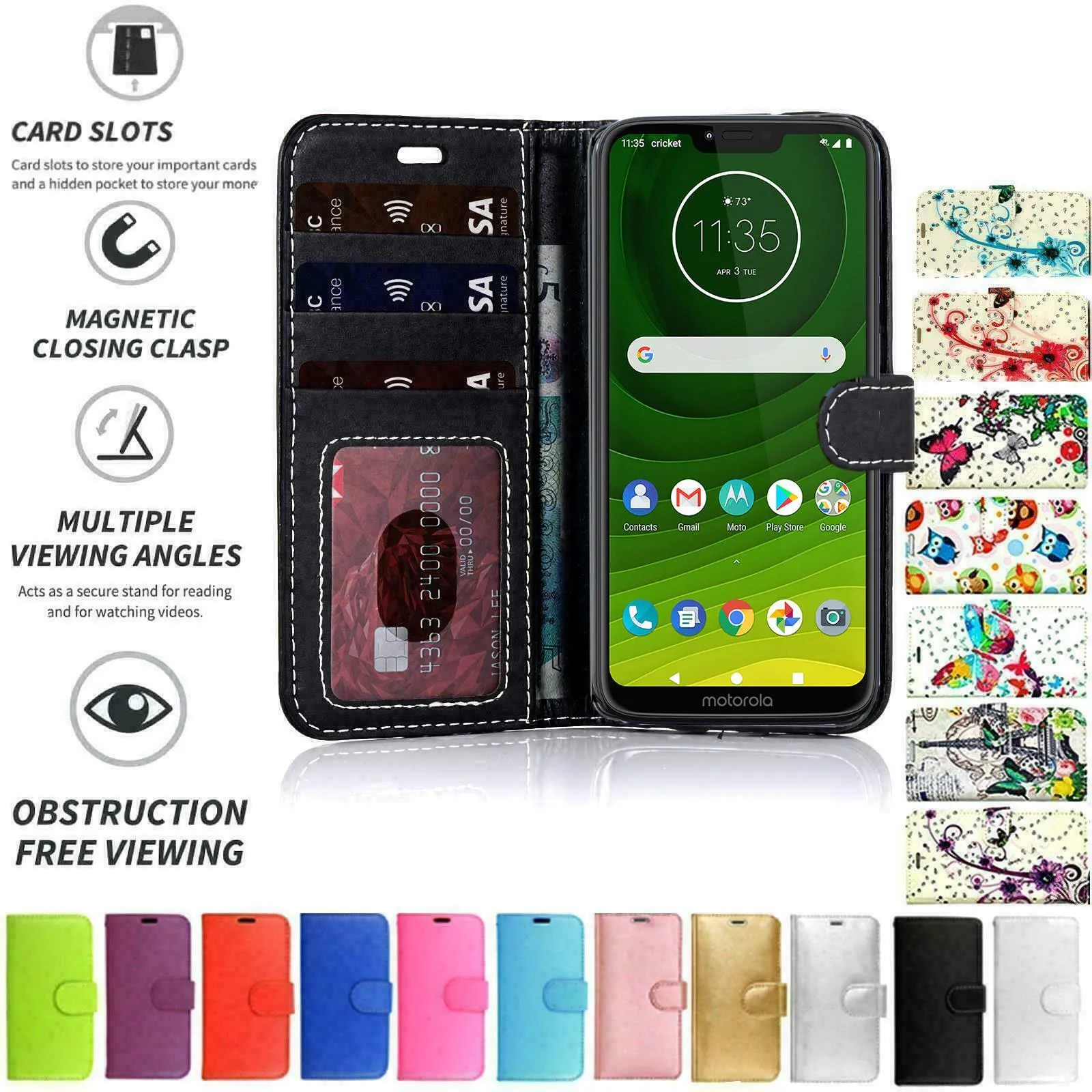 Motorola Moto G8 Power Lite Flip Folio Book Wallet Case