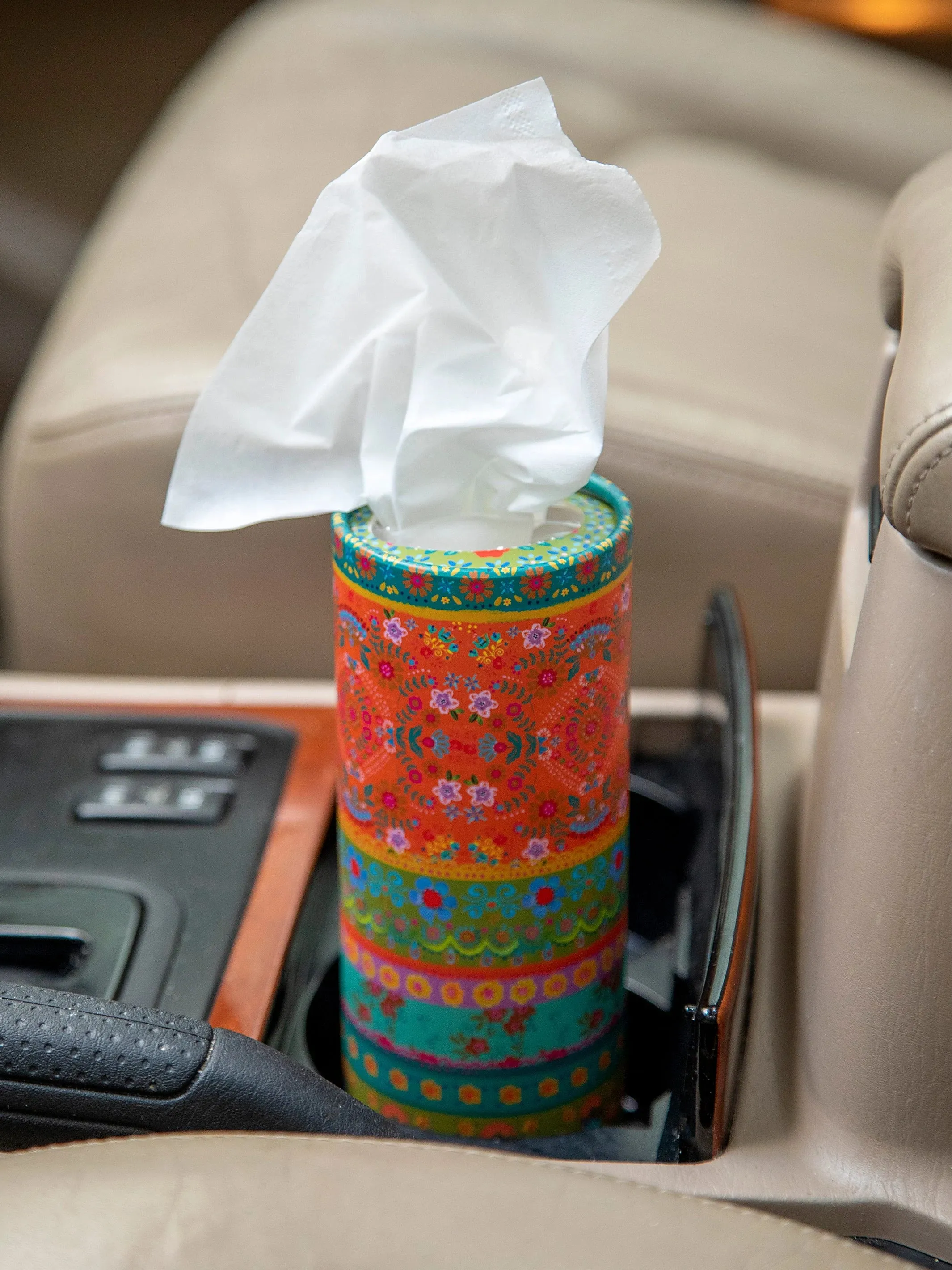 Natural Life Car Tissues - Border Print