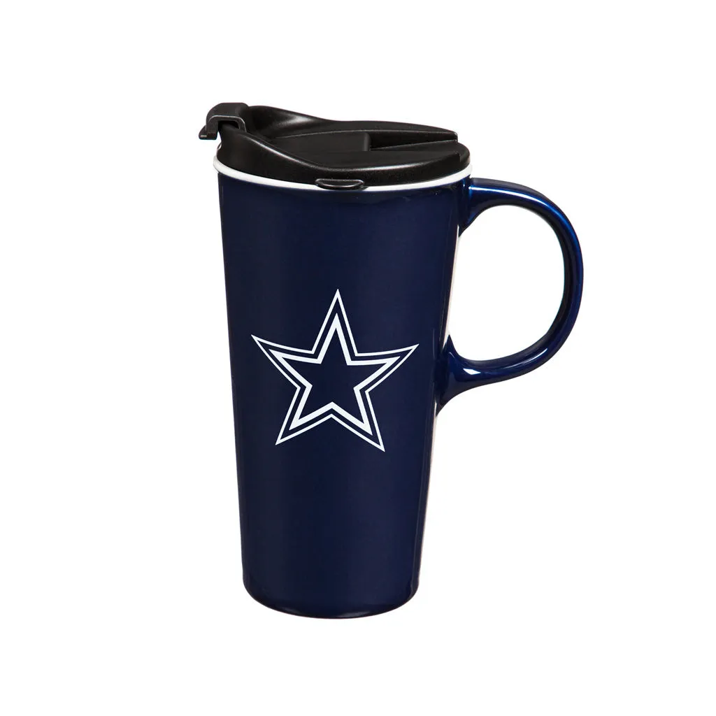 NFL Dallas Cowboys Evergreen 17oz Boxed Travel Latte Mug