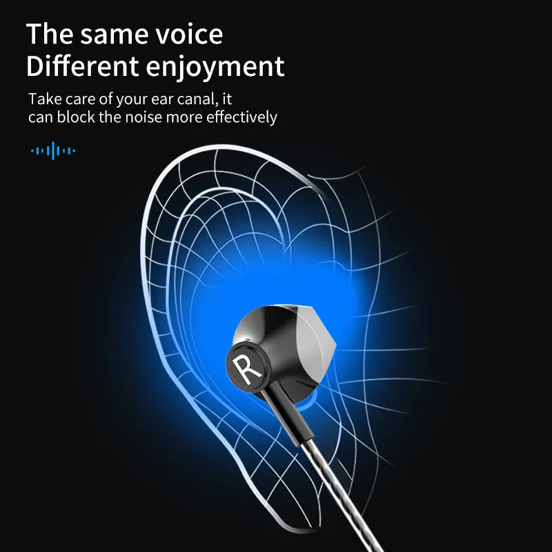 Noise Cancelling Headphones Sport Stereo Metal Bass Earphones Wired Headphones with Microphone 3.5mm wired Earphone