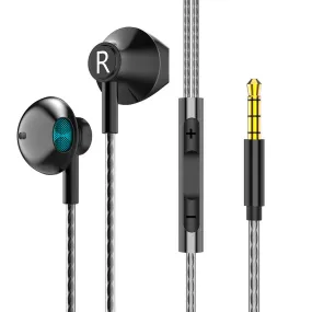 Noise Cancelling Headphones Sport Stereo Metal Bass Earphones Wired Headphones with Microphone 3.5mm wired Earphone