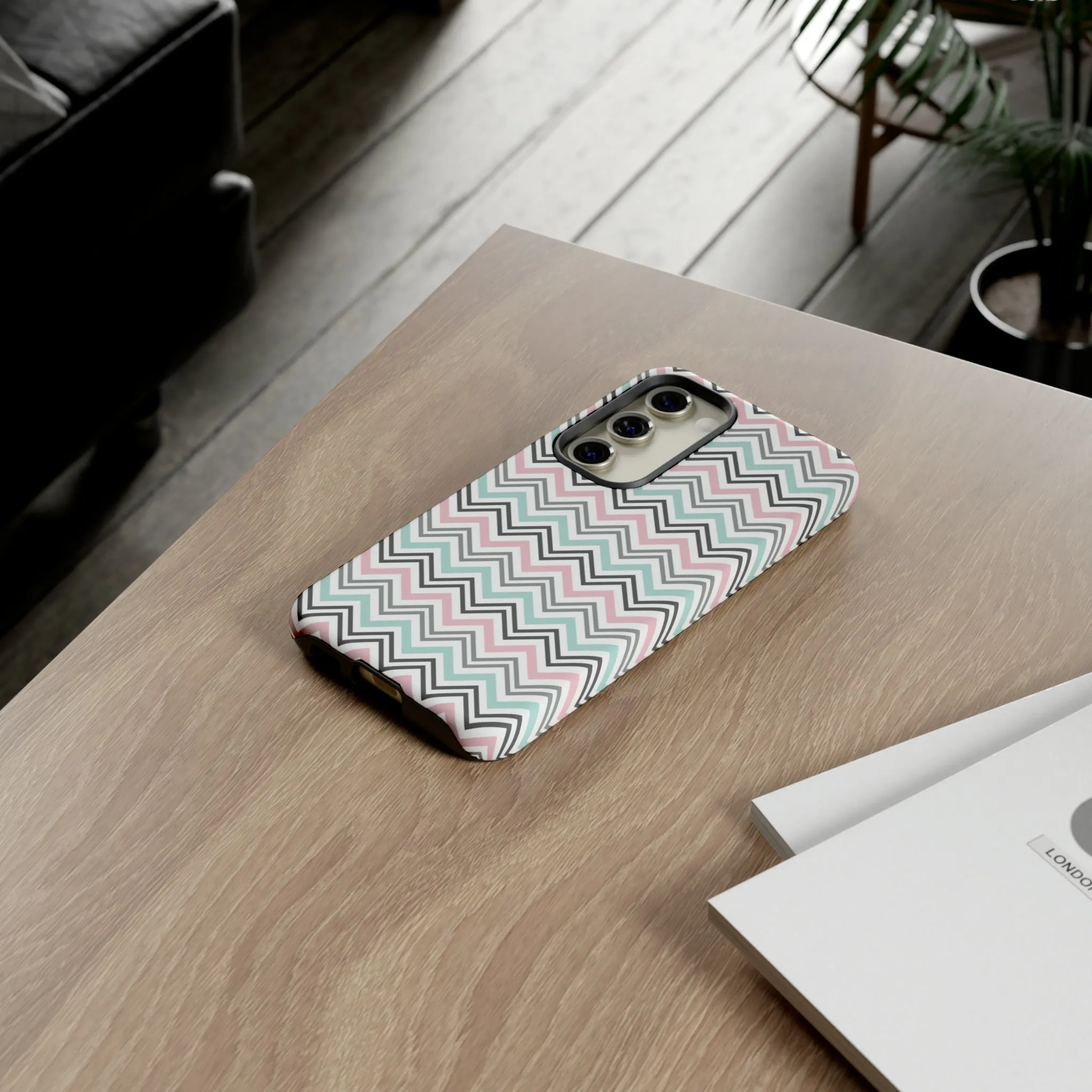 Pastel Chevron print design Tough Phone Case compatible with a large variety of Samsung models