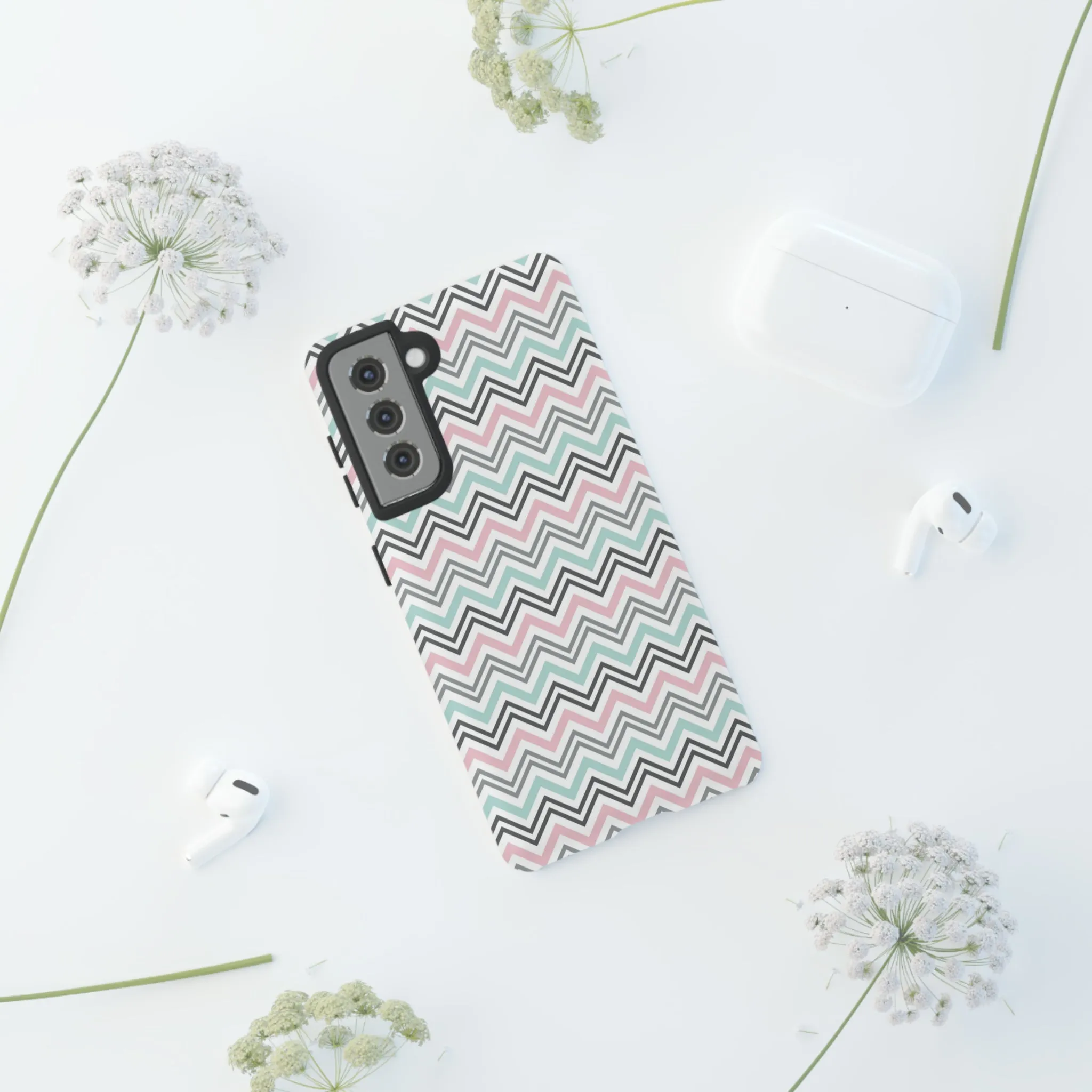 Pastel Chevron print design Tough Phone Case compatible with a large variety of Samsung models