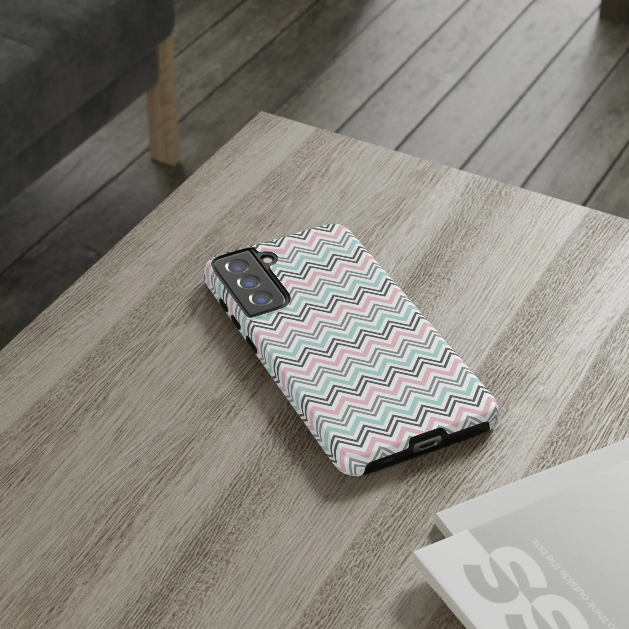 Pastel Chevron print design Tough Phone Case compatible with a large variety of Samsung models