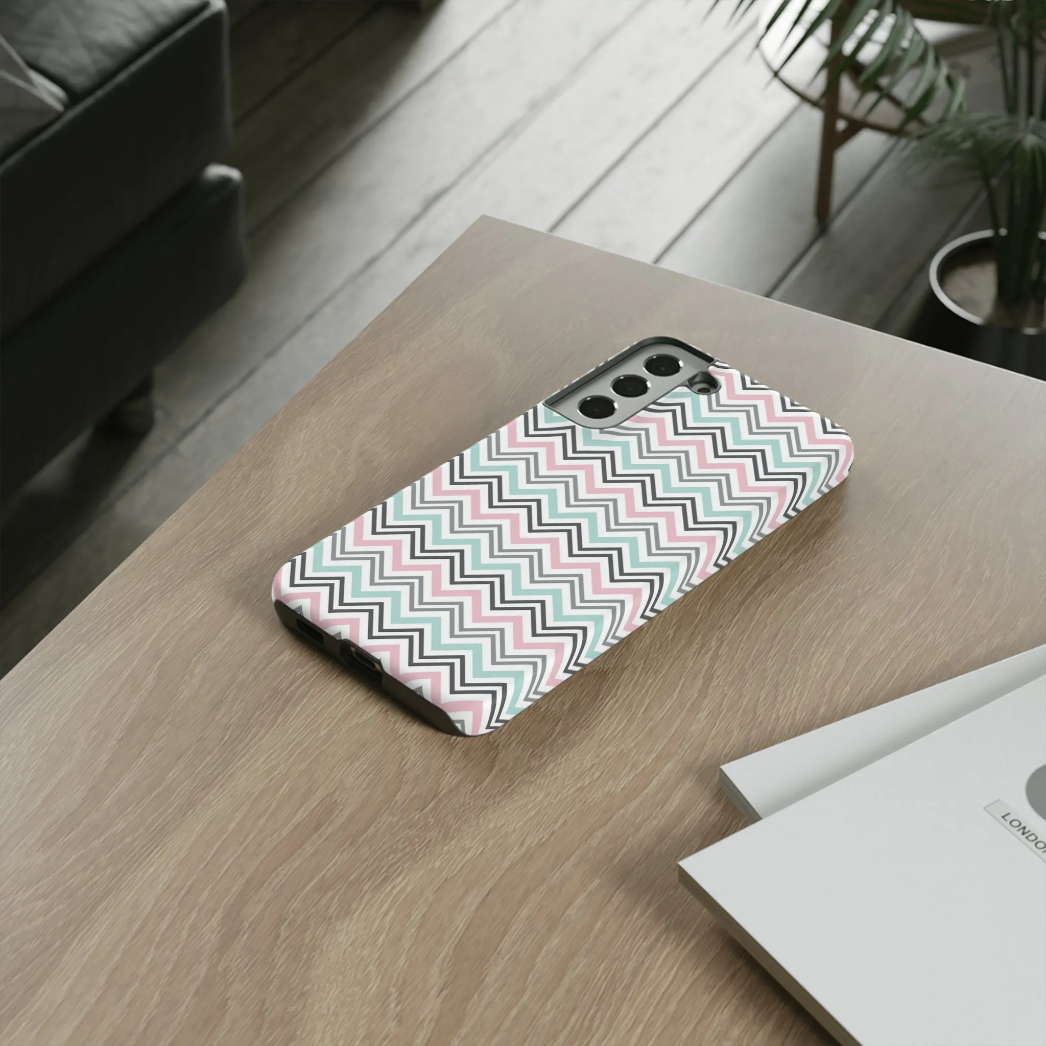 Pastel Chevron print design Tough Phone Case compatible with a large variety of Samsung models