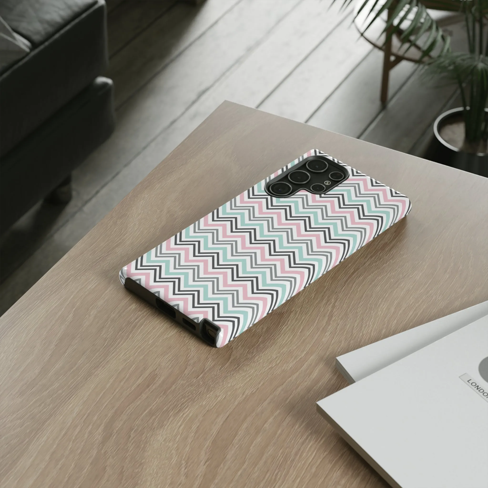 Pastel Chevron print design Tough Phone Case compatible with a large variety of Samsung models