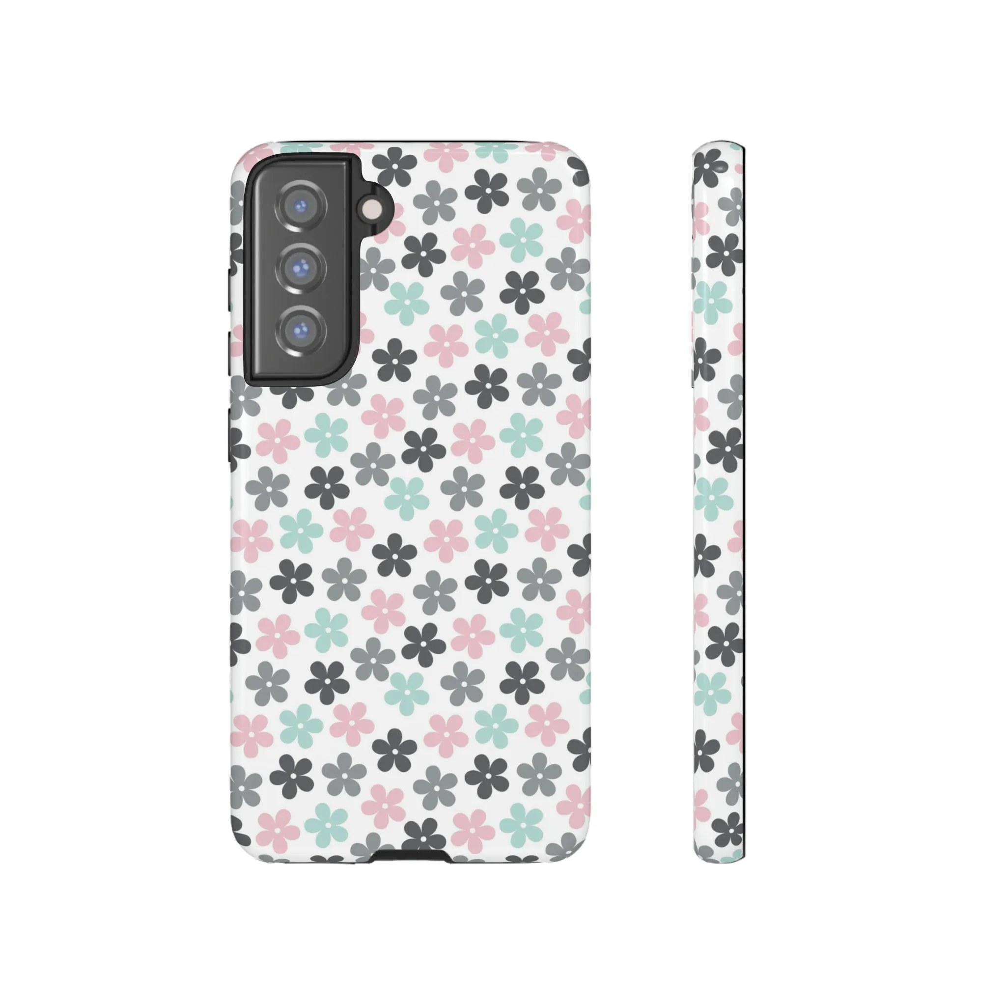 Pastel Groovy Flowers print design Tough Phone Case compatible with a large variety of Samsung models