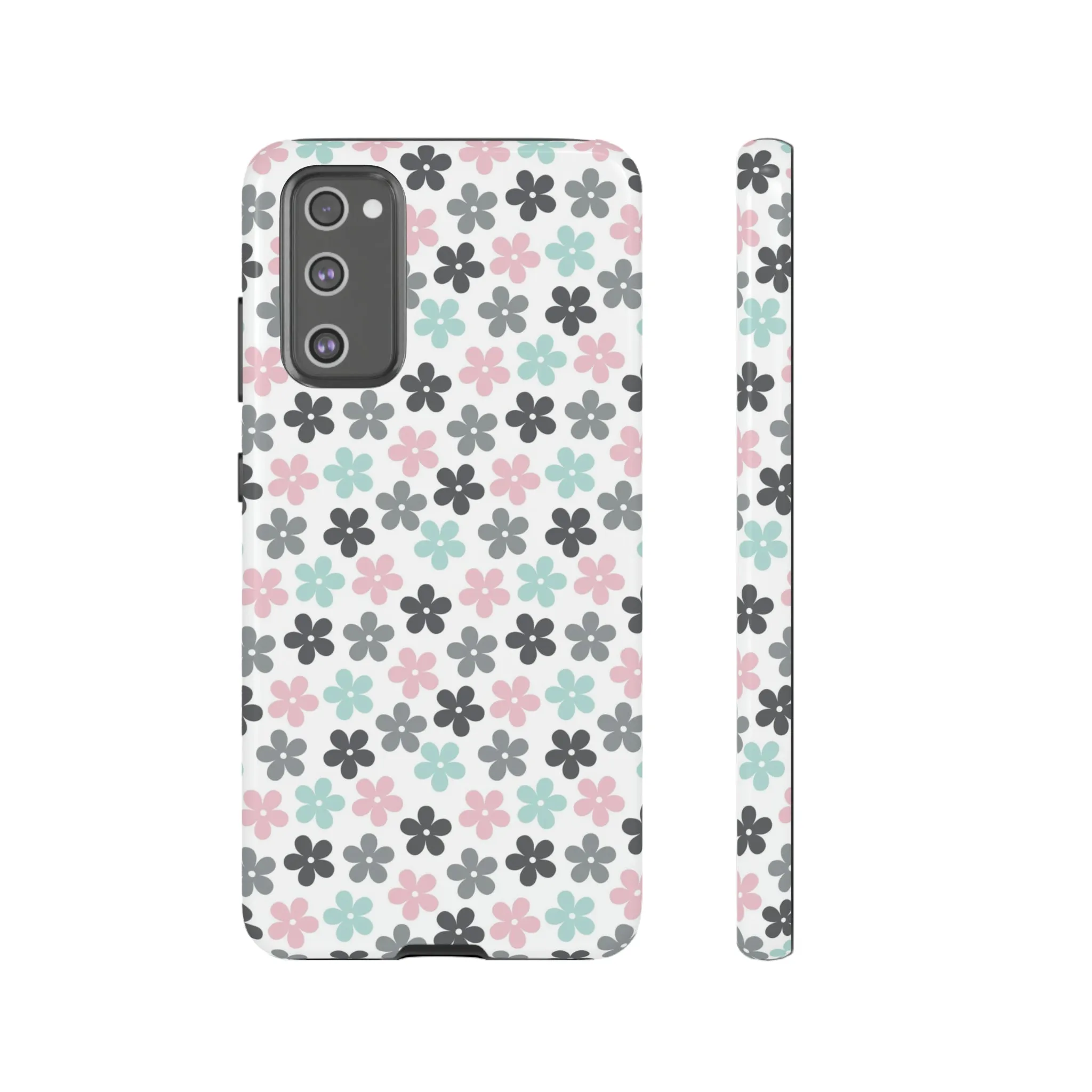 Pastel Groovy Flowers print design Tough Phone Case compatible with a large variety of Samsung models