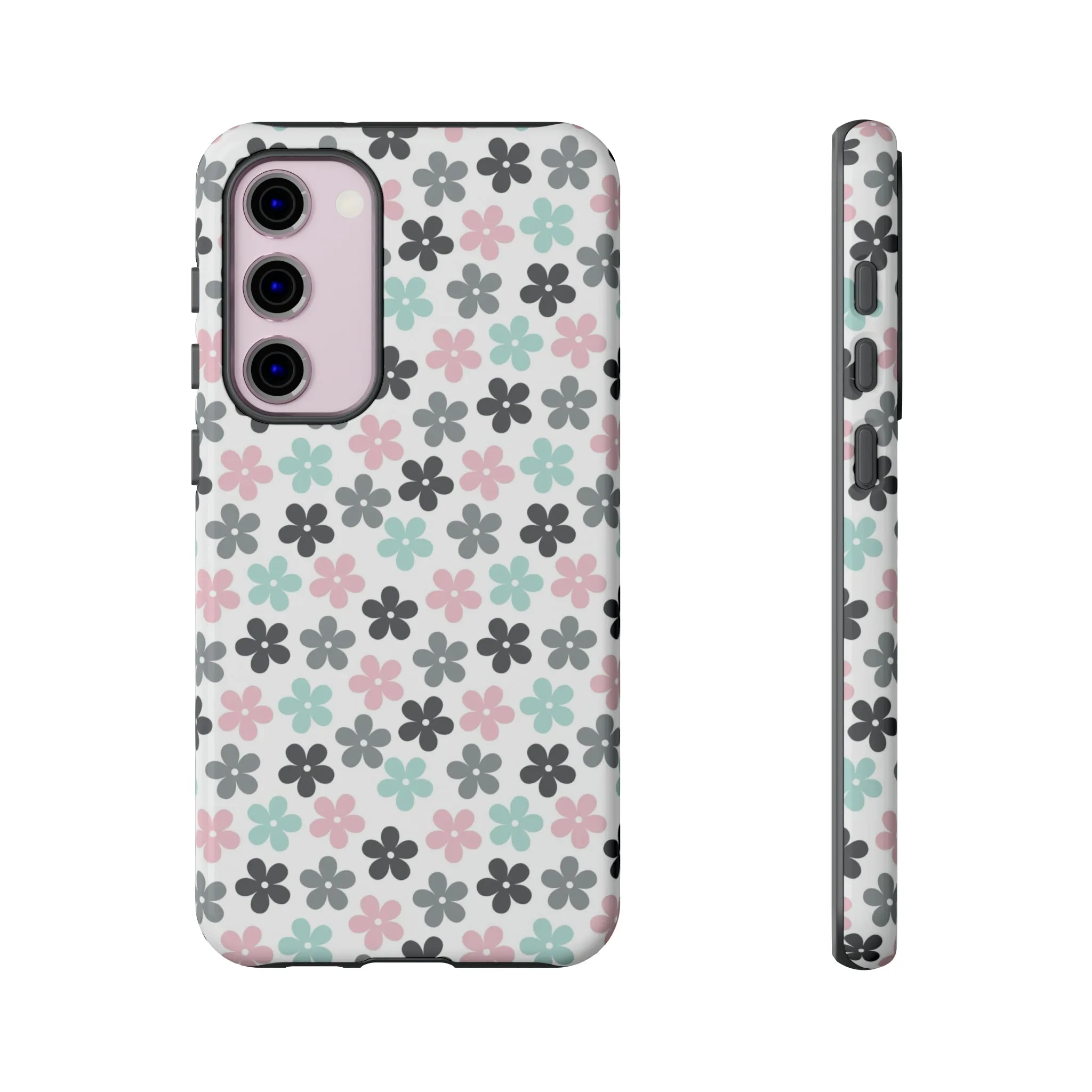 Pastel Groovy Flowers print design Tough Phone Case compatible with a large variety of Samsung models