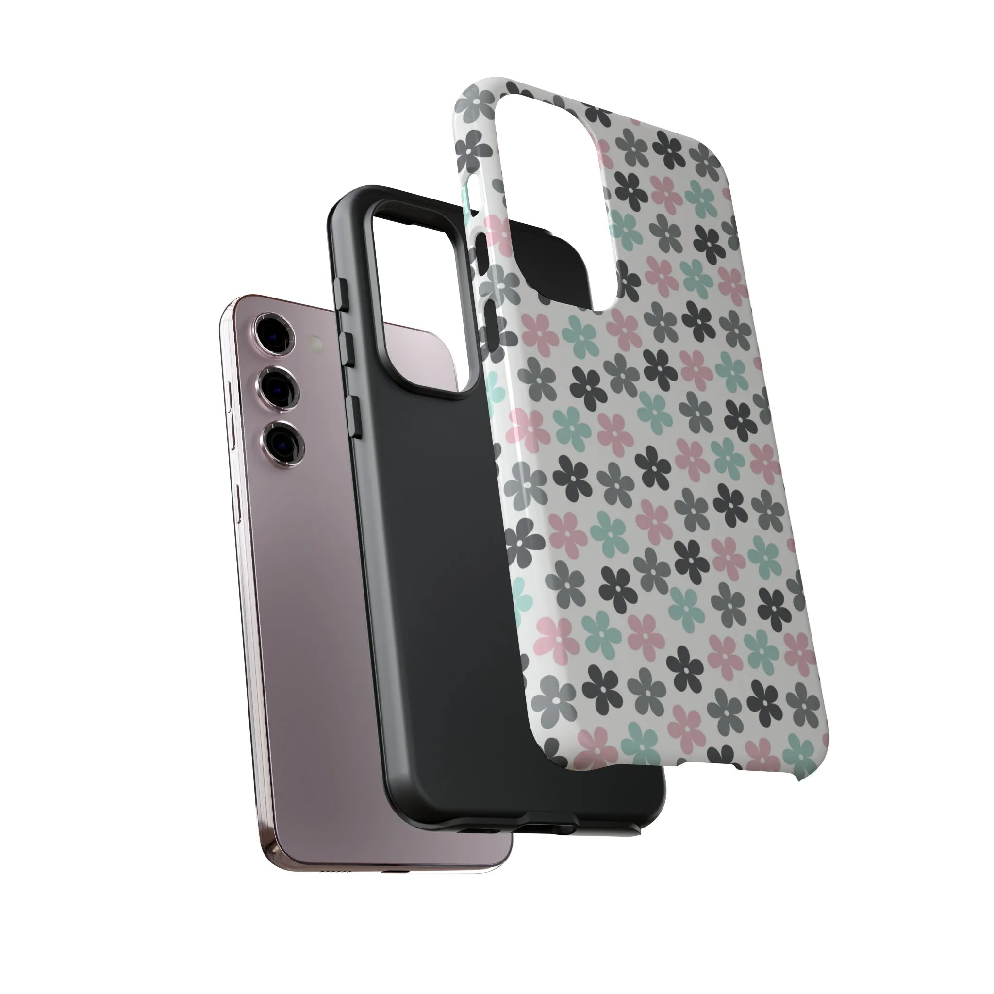 Pastel Groovy Flowers print design Tough Phone Case compatible with a large variety of Samsung models