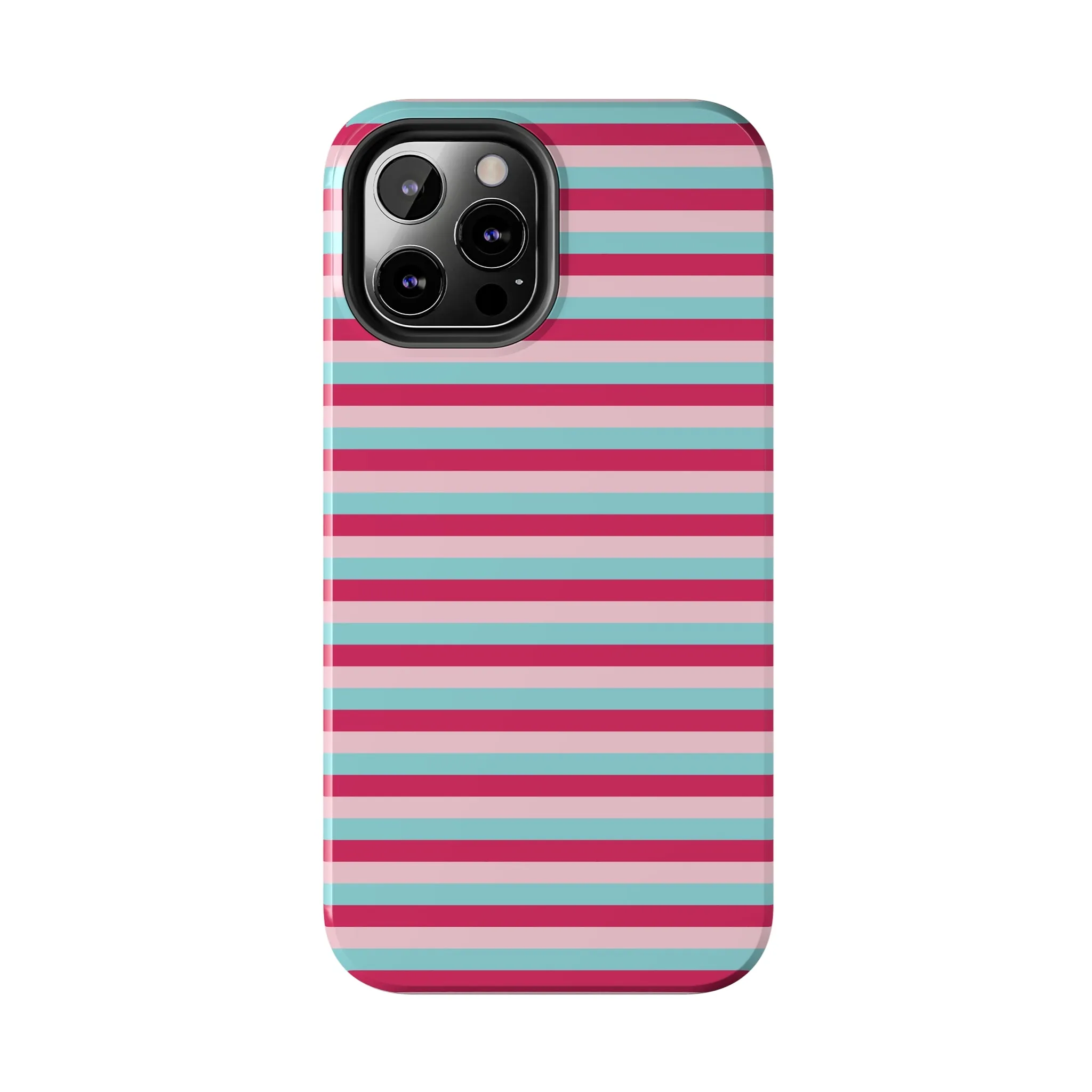 Pink and Blue Girly Stripe print Design Tough Phone Case compatible with a large variety of iPhone models, Gift, Phone Case