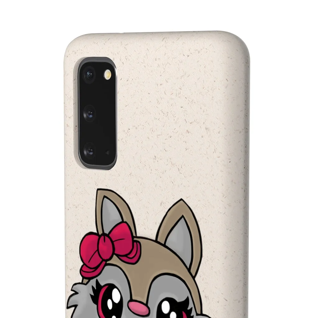 Pink Ribbon Brown Kitty Head Biodegradable Case