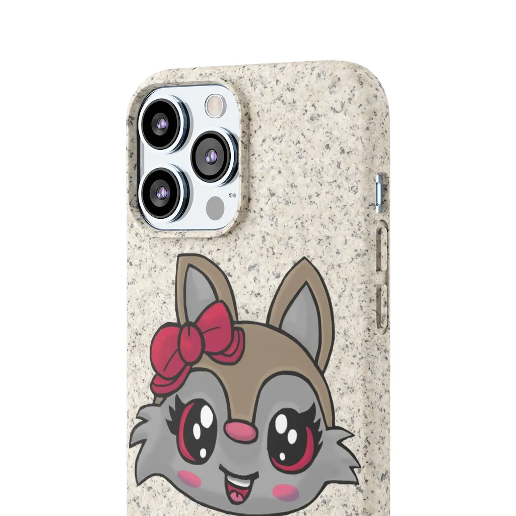 Pink Ribbon Brown Kitty Head Biodegradable Case