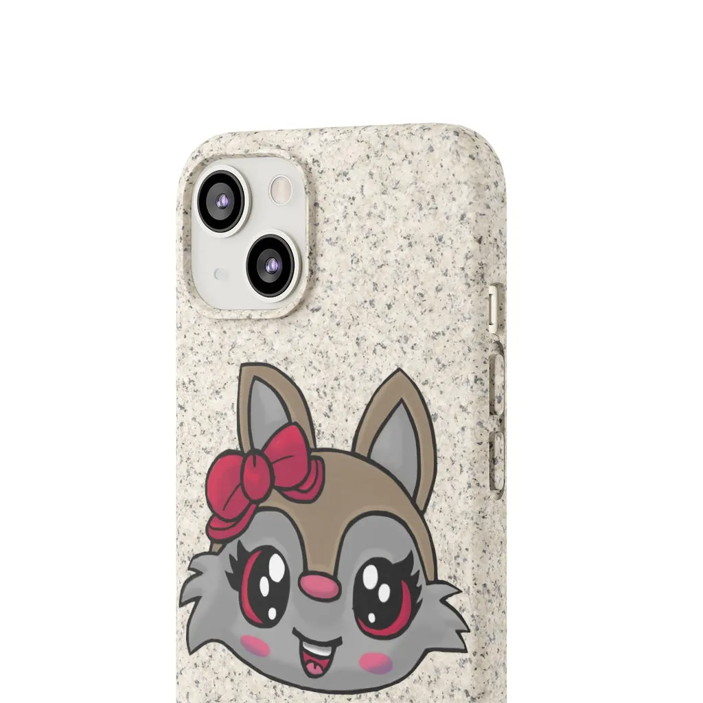 Pink Ribbon Brown Kitty Head Biodegradable Case