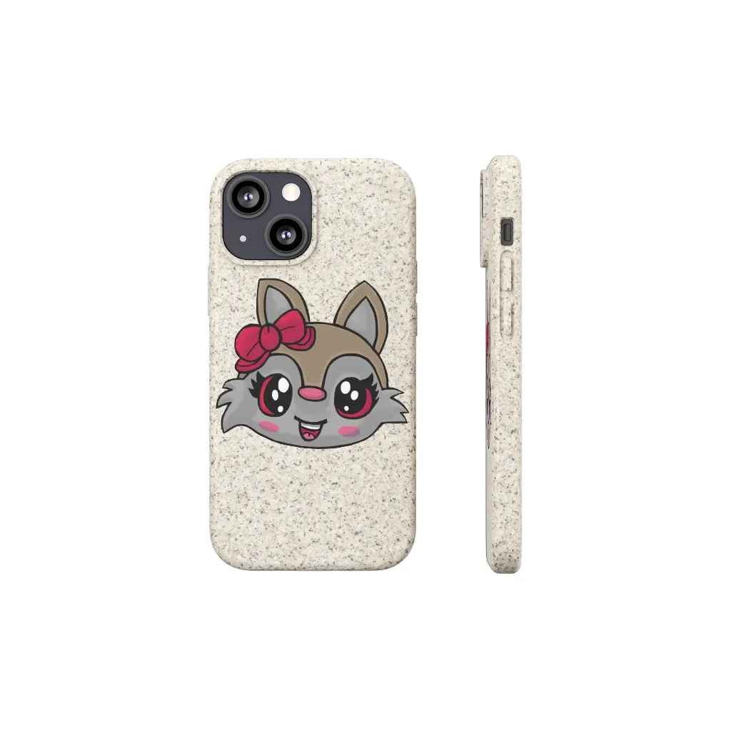 Pink Ribbon Brown Kitty Head Biodegradable Case