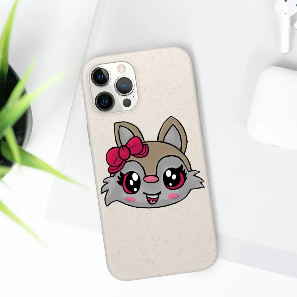 Pink Ribbon Brown Kitty Head Biodegradable Case