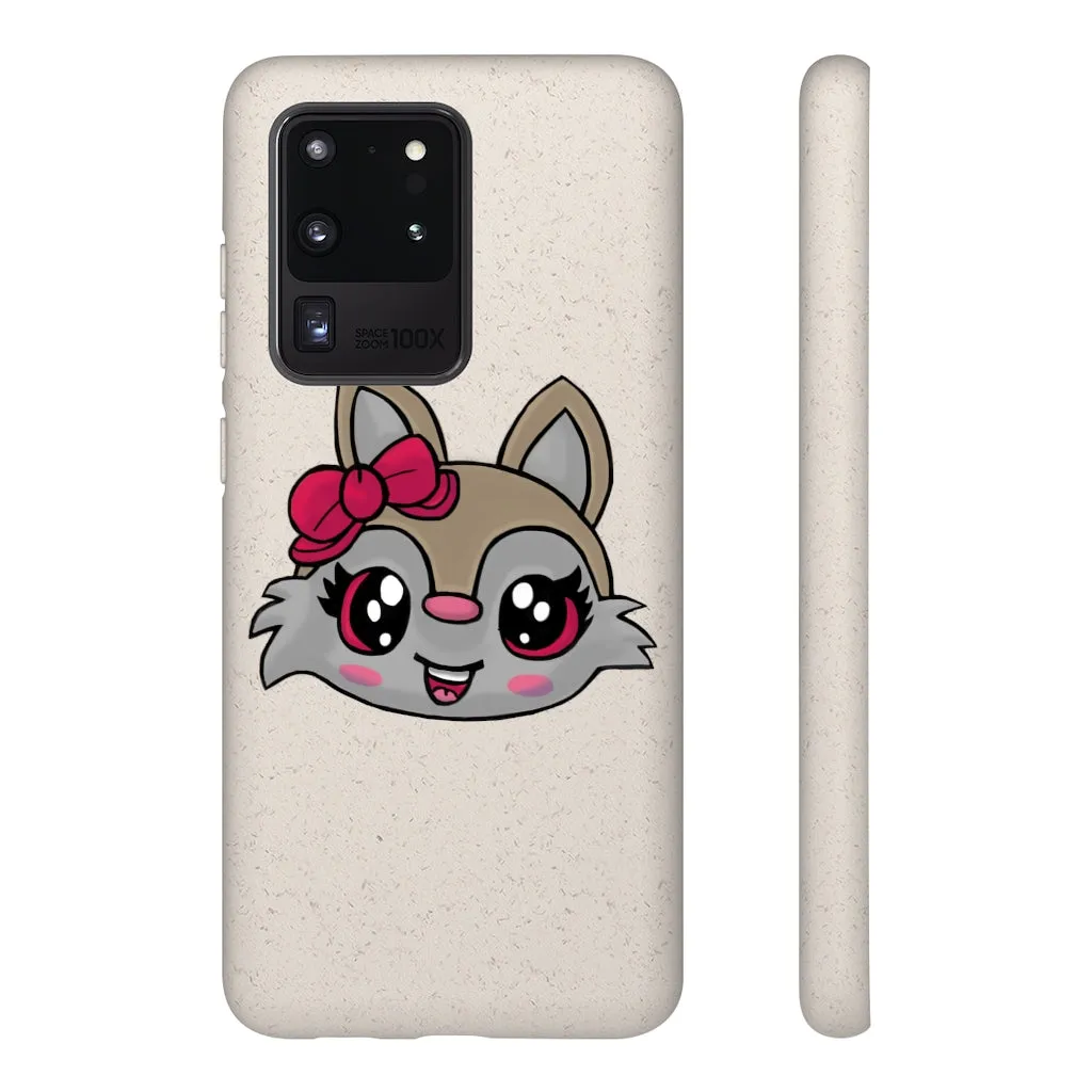 Pink Ribbon Brown Kitty Head Biodegradable Case