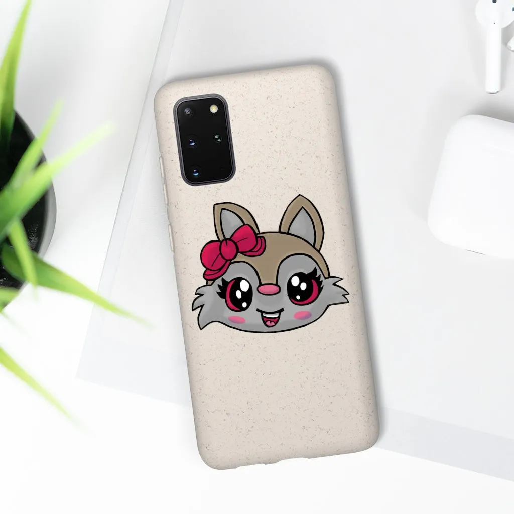 Pink Ribbon Brown Kitty Head Biodegradable Case