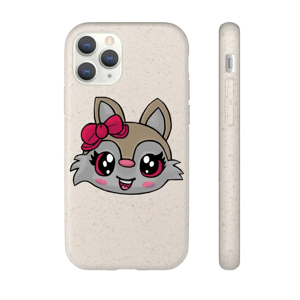 Pink Ribbon Brown Kitty Head Biodegradable Case