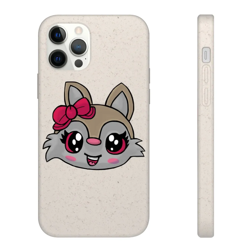 Pink Ribbon Brown Kitty Head Biodegradable Case