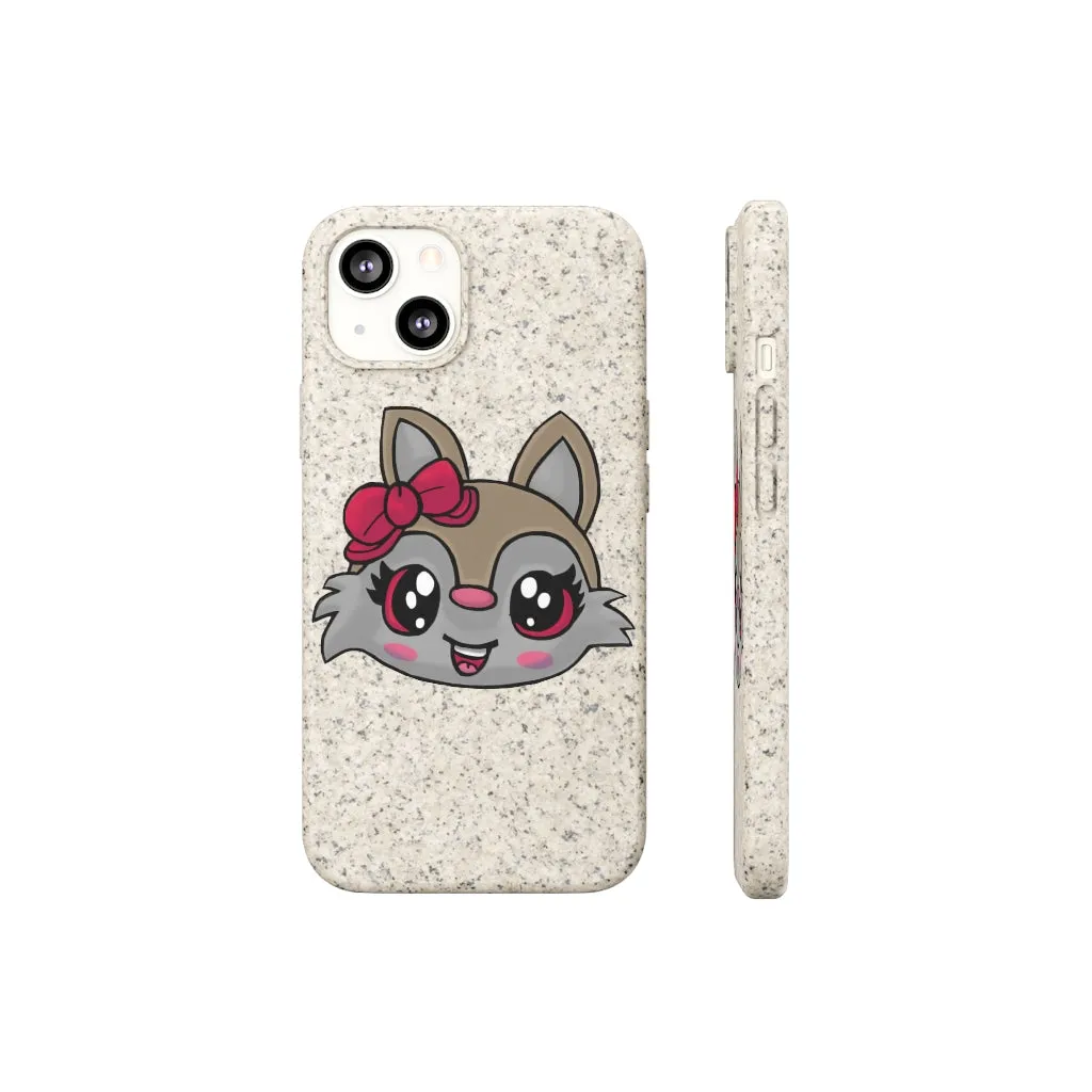 Pink Ribbon Brown Kitty Head Biodegradable Case