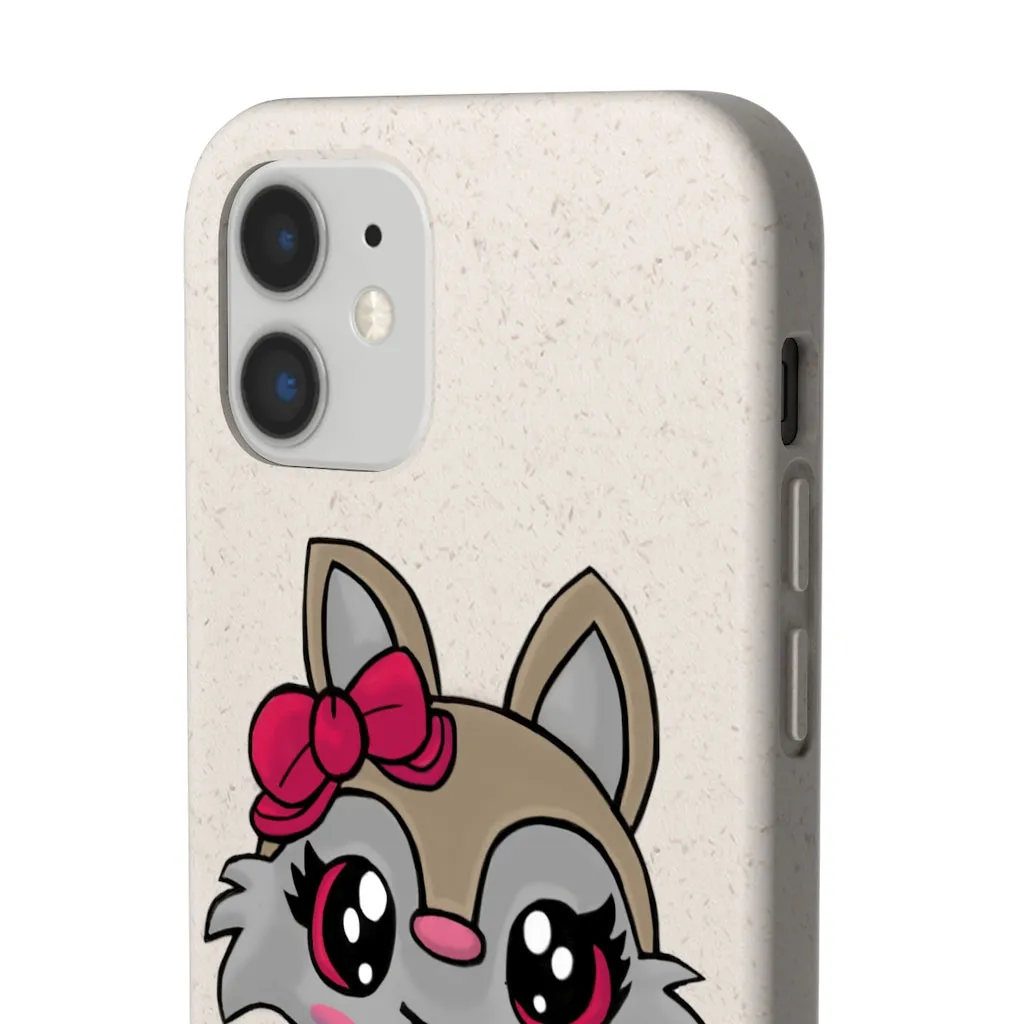 Pink Ribbon Brown Kitty Head Biodegradable Case