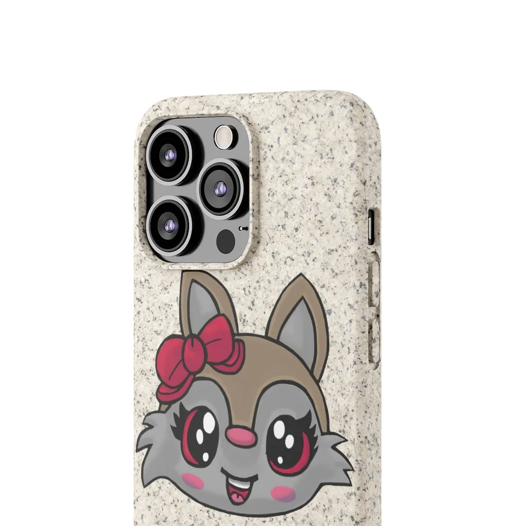 Pink Ribbon Brown Kitty Head Biodegradable Case