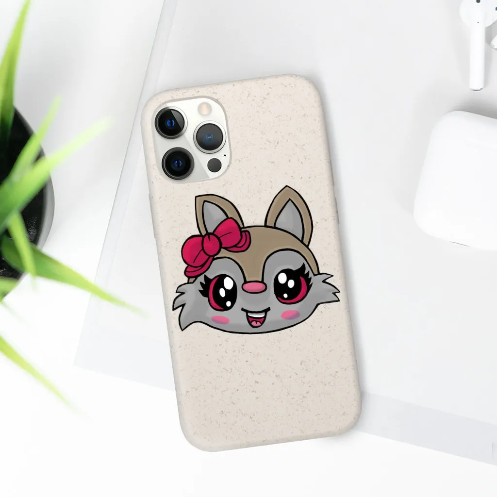 Pink Ribbon Brown Kitty Head Biodegradable Case