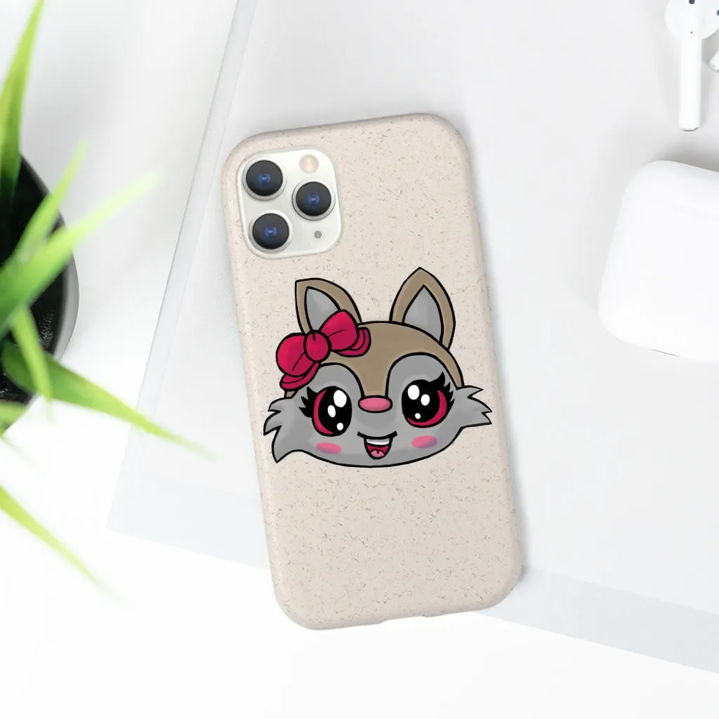 Pink Ribbon Brown Kitty Head Biodegradable Case