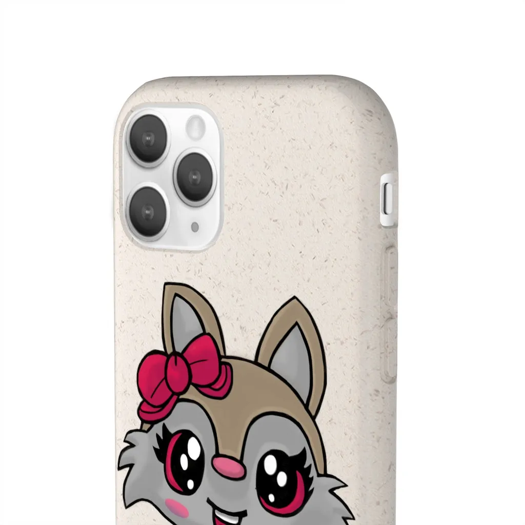 Pink Ribbon Brown Kitty Head Biodegradable Case