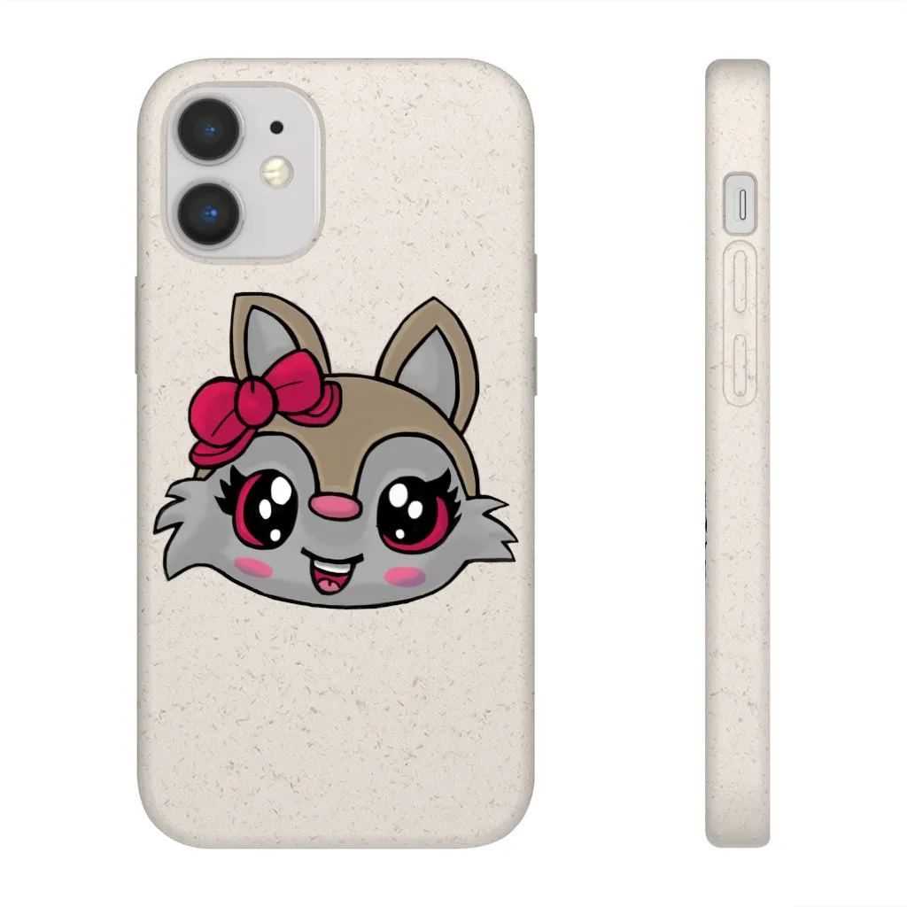 Pink Ribbon Brown Kitty Head Biodegradable Case