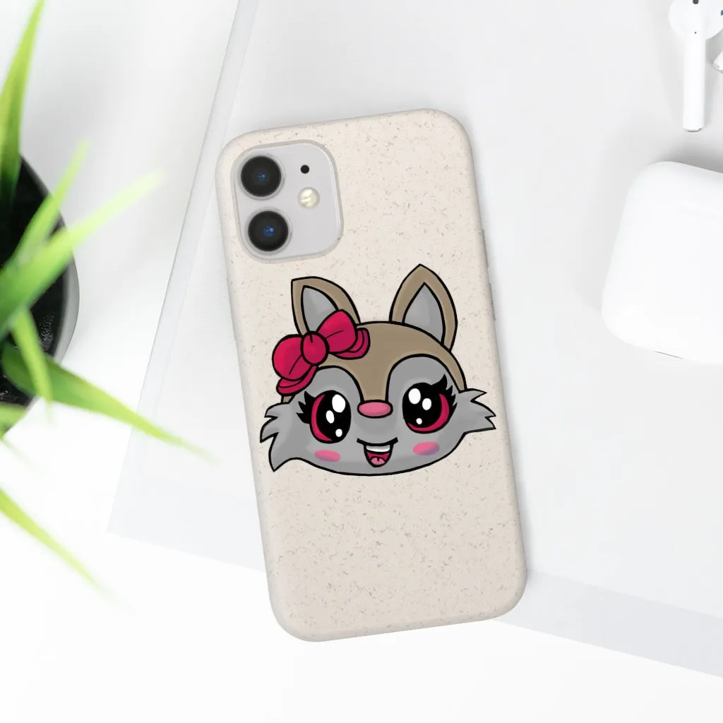 Pink Ribbon Brown Kitty Head Biodegradable Case