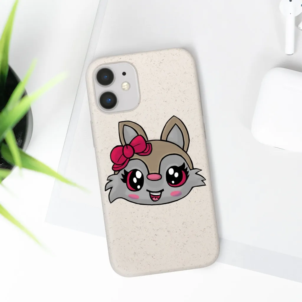 Pink Ribbon Brown Kitty Head Biodegradable Case