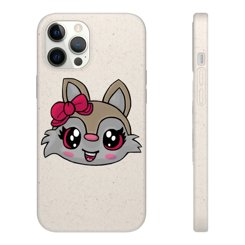 Pink Ribbon Brown Kitty Head Biodegradable Case