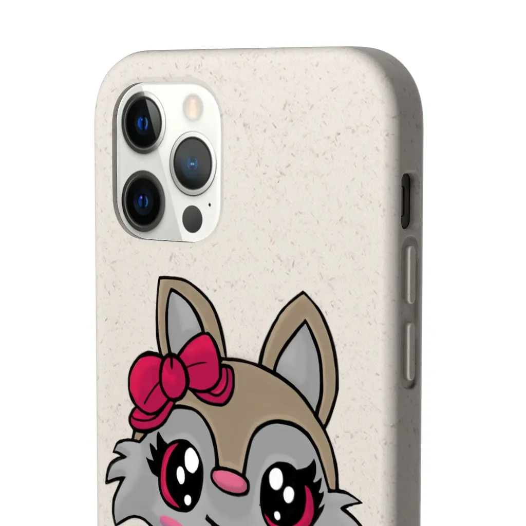 Pink Ribbon Brown Kitty Head Biodegradable Case