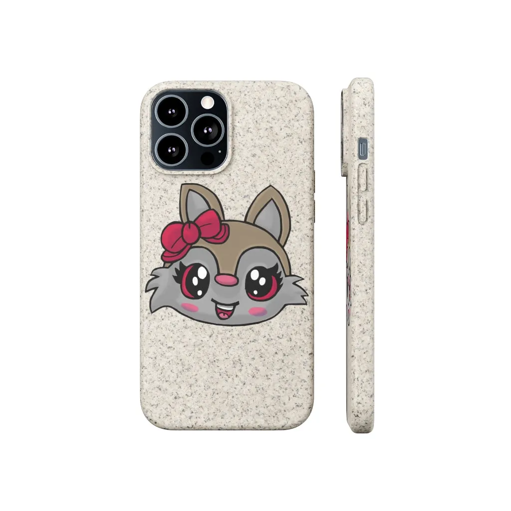 Pink Ribbon Brown Kitty Head Biodegradable Case