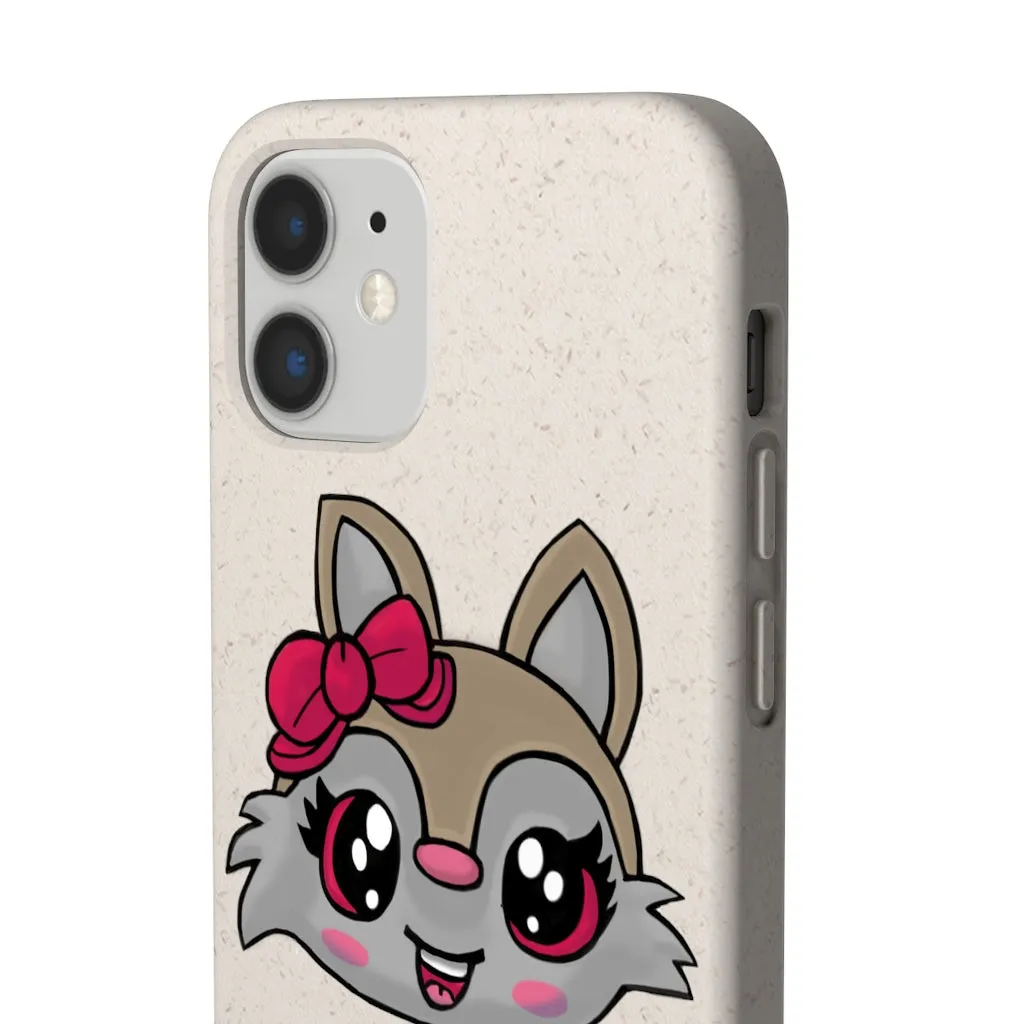 Pink Ribbon Brown Kitty Head Biodegradable Case