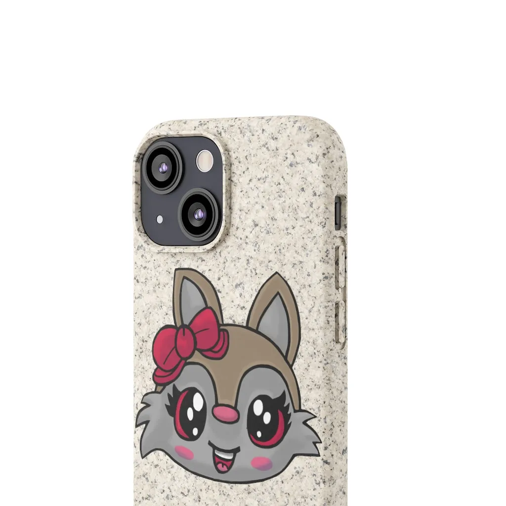 Pink Ribbon Brown Kitty Head Biodegradable Case