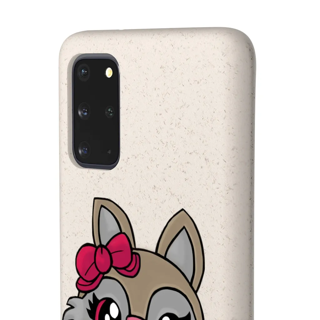 Pink Ribbon Brown Kitty Head Biodegradable Case