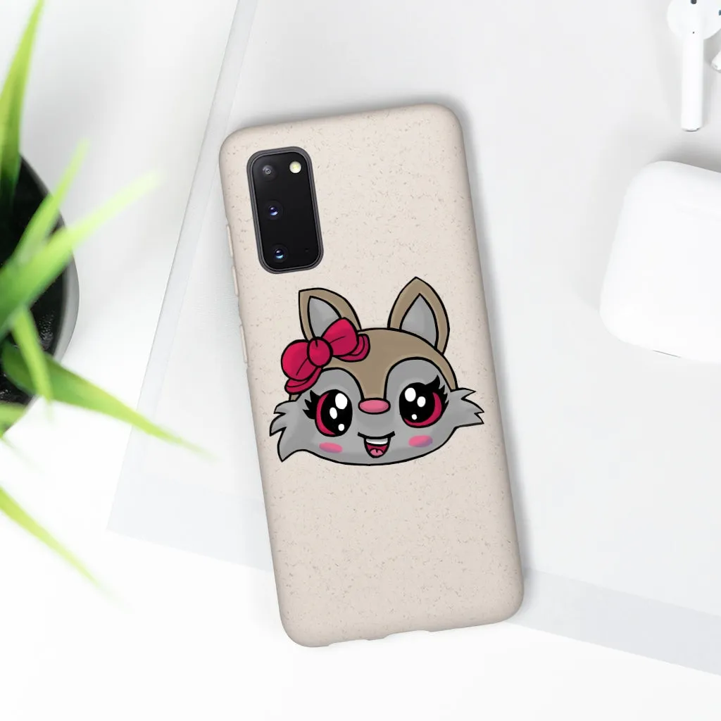 Pink Ribbon Brown Kitty Head Biodegradable Case