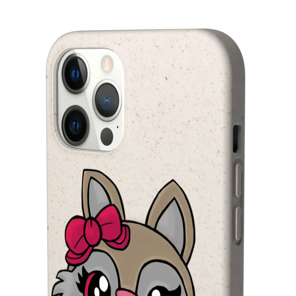 Pink Ribbon Brown Kitty Head Biodegradable Case