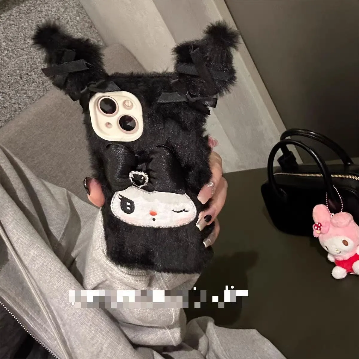 Plush Kuro Melo Bowknot Heart Phone Case KI266