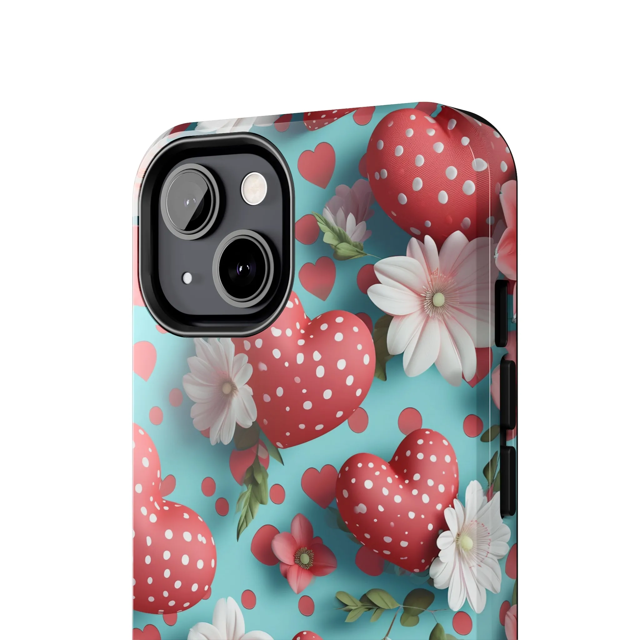 Polka Dot Hearts Digital print Design Tough Phone Case compatible with a large variety of iPhone models, Gift, Phone Case