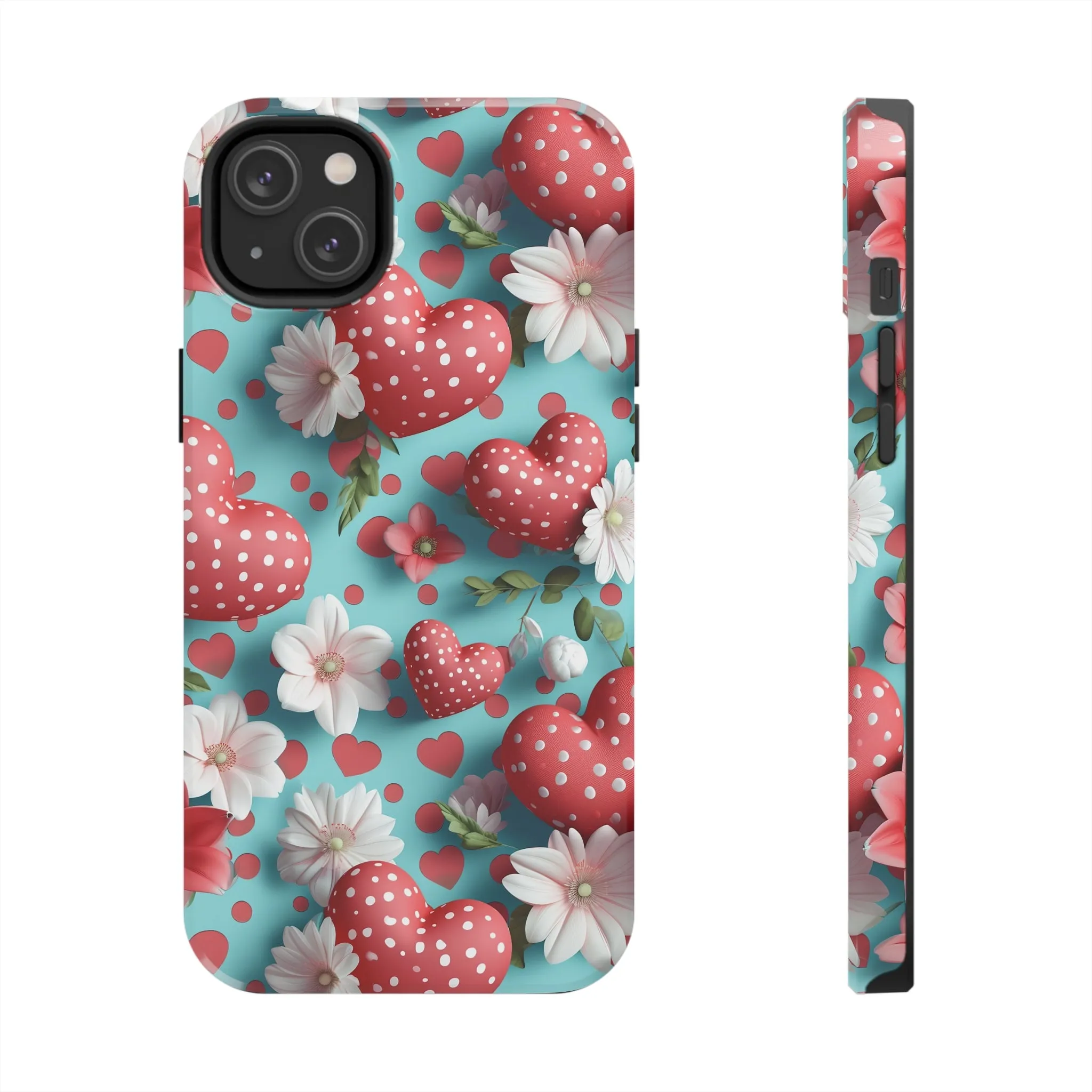 Polka Dot Hearts Digital print Design Tough Phone Case compatible with a large variety of iPhone models, Gift, Phone Case