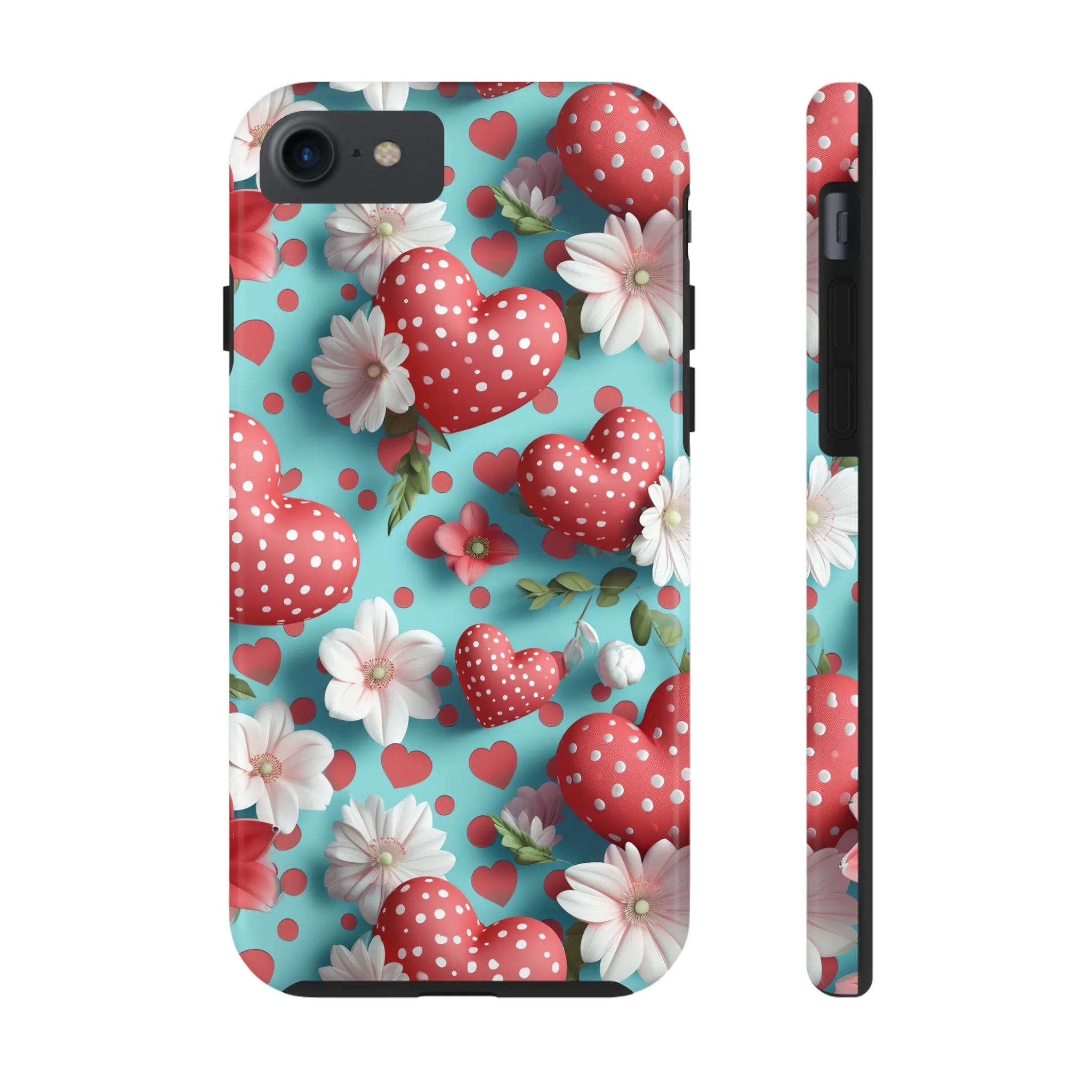 Polka Dot Hearts Digital print Design Tough Phone Case compatible with a large variety of iPhone models, Gift, Phone Case