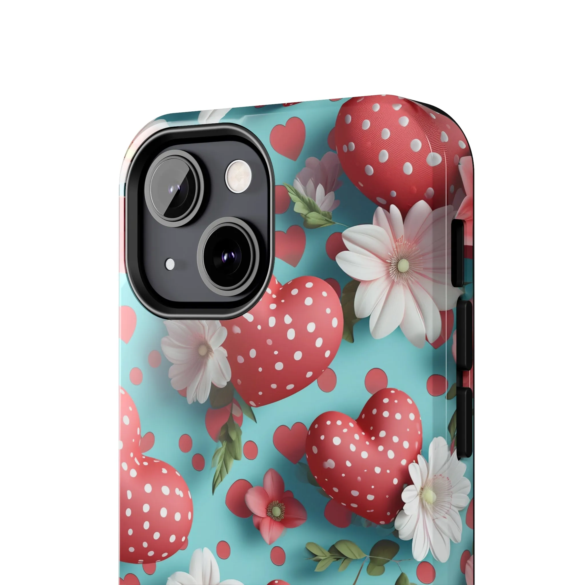 Polka Dot Hearts Digital print Design Tough Phone Case compatible with a large variety of iPhone models, Gift, Phone Case